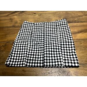 Free People Modern Plaid Mini Skirt Black White Gingham Check Womens Size 10